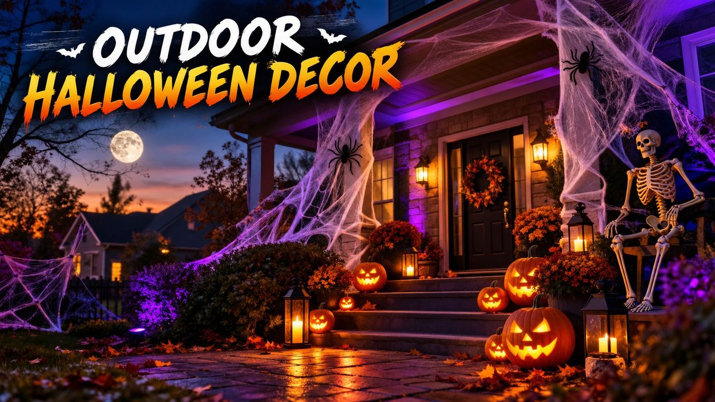 Outdoor Halloween decor 2026 with spooky yard decorations